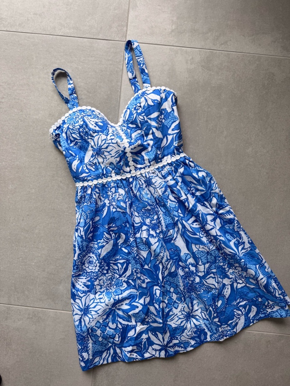 Lilly Pulitzer Blue and White Floral Mini Dress